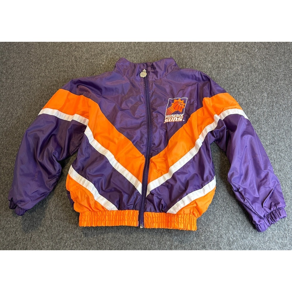 Vintage 90s Phoenix Suns NBA Windbreaker Jacket Purple Orange Youth Kids Small 8 - Picture 2 of 16